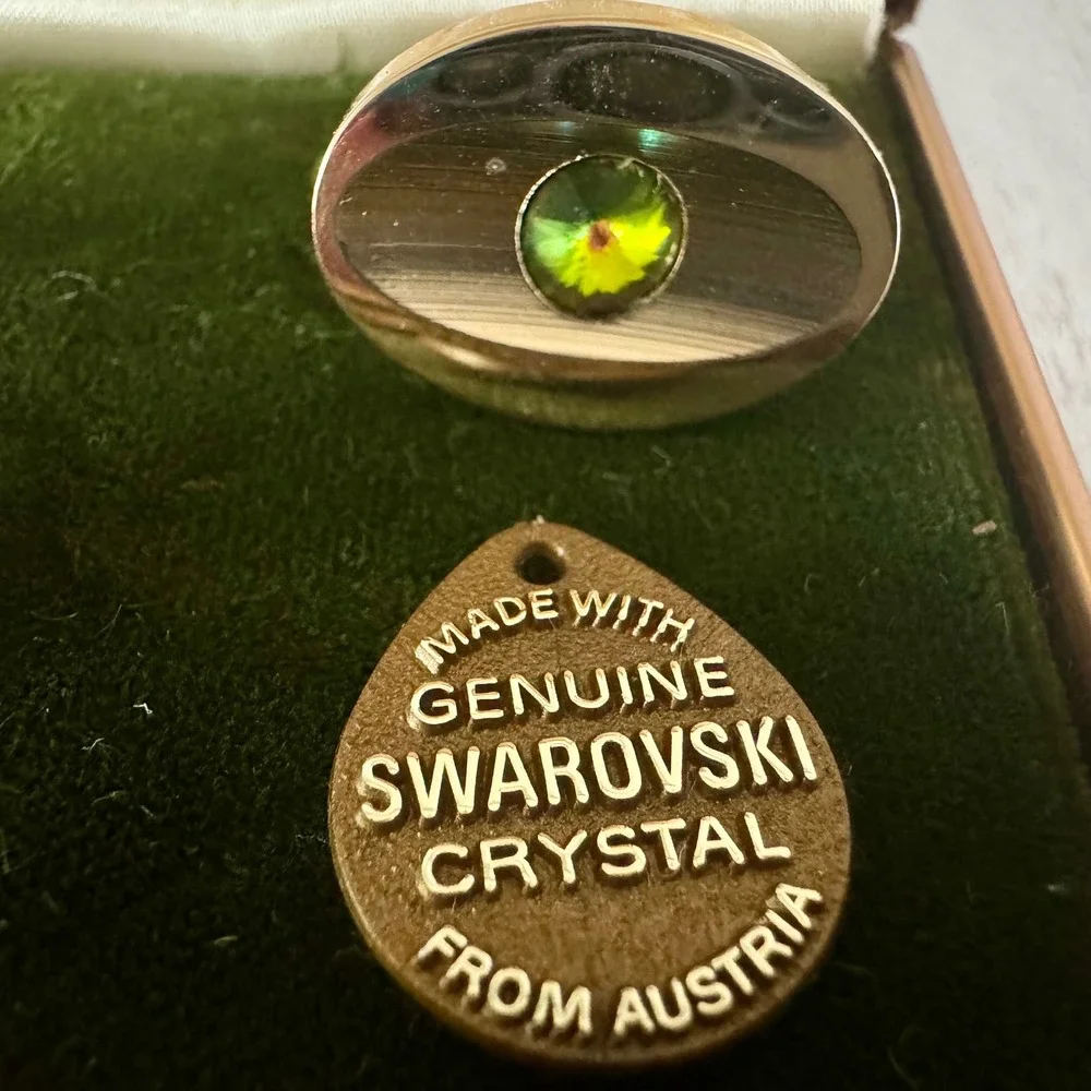 Vintage Sarah Coventry Gold Tone Swarovski Crystal Cufflinks and Tie Tack Set
